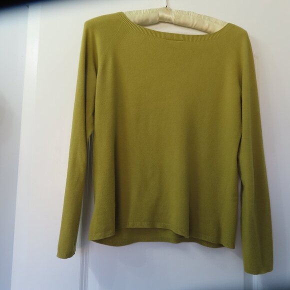 Talbot's Petite Leaf Green LS boat neck cotton sweater, size S - Picture 6 of 8